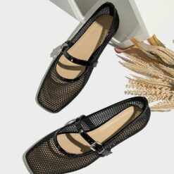 Airy Mesh Strap Flats Shoes