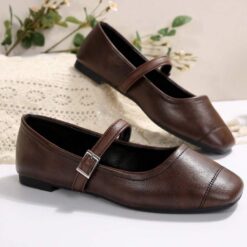 Vintage Strap Square-Toe Flats